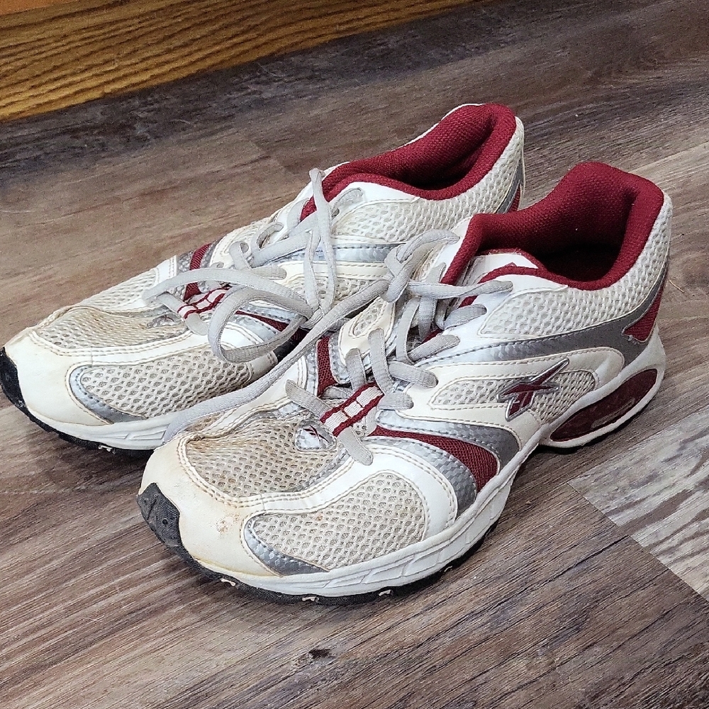 Reebok White and Burgundy Running Shoes